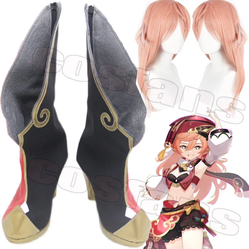 Anime Genshin Impact Yanfei cosplay shoes Aestheticism Uniform Yan Fei Wigs Cosplay Costume Halloween Party Outfit For Women Men