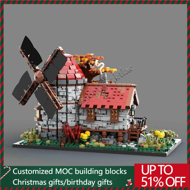 

2064 PCS Creative Windmill Figurine Miniature Vintage Modern Bookshelf Living Room Decoration Simple Home Decor Children Gifts