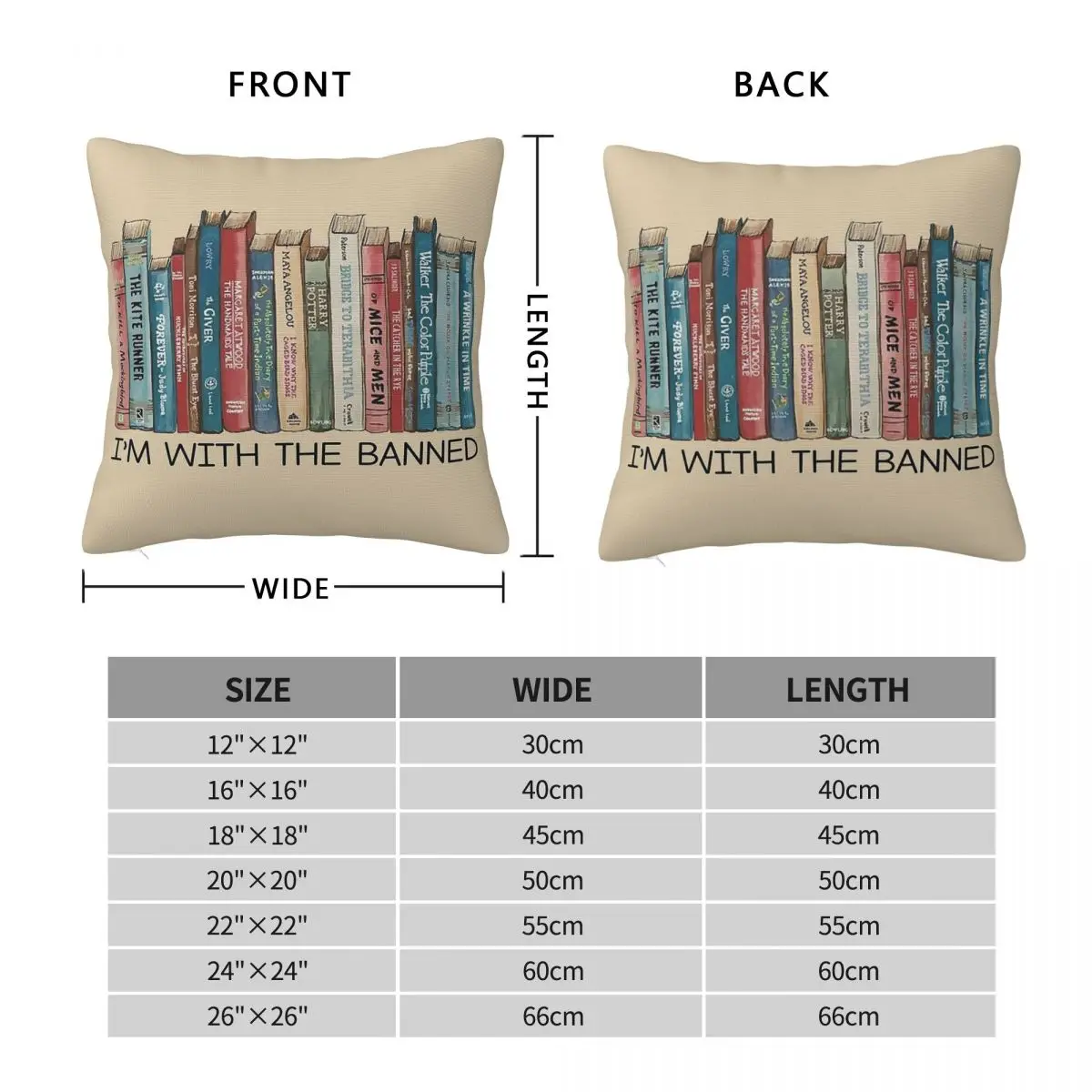 I'm With The Banned Books Square Pillowcase Polyester Linen Velvet Printed Zip Decor Throw Pillow Case Sofa Cushion Wholesale