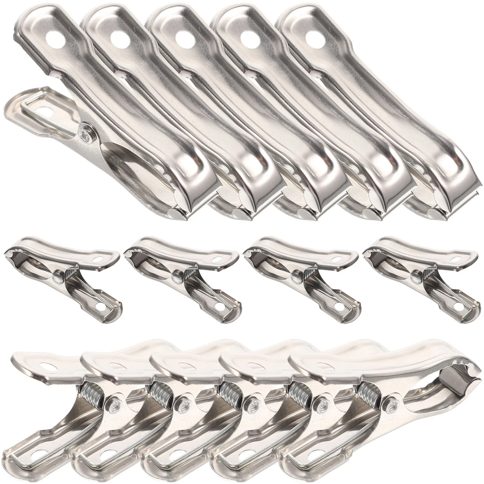 

40pcs Stainless Steel Greenhouse Clamps Clothes Clips Spring Fixing Paper Clip Silver Food Bag Bedroom Balcony Use