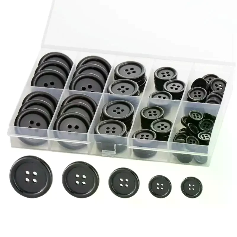 

100Pcs 4-Hole Craft Buttons Black/White Resin Circular Sewing Buttons Suitable For Sewing Decoration DIY Accessories