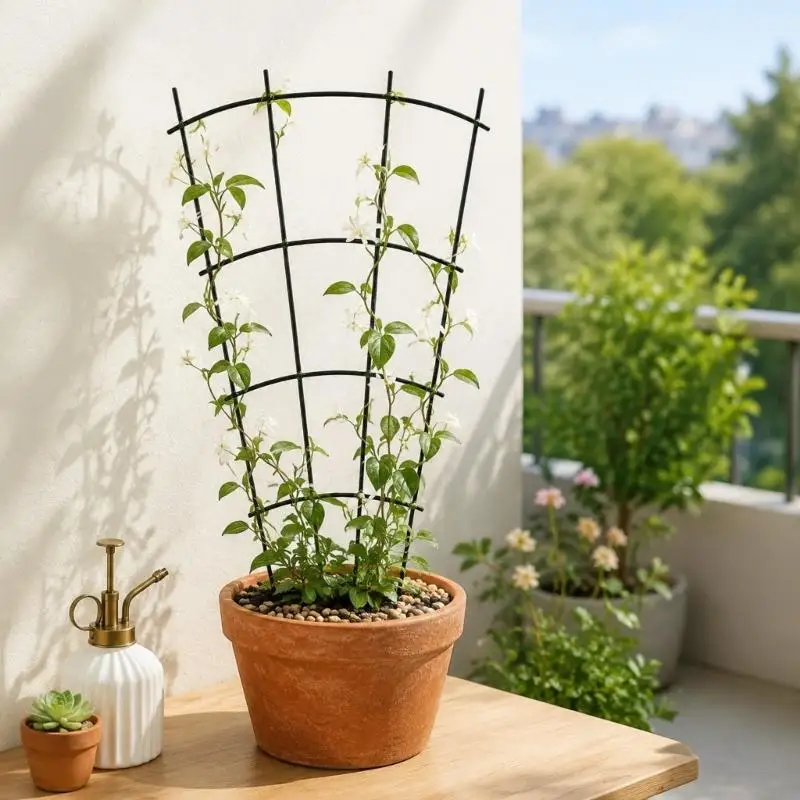 Container Growing Support Rack Metal Arched Frame With Soil Stakes and Hand Assembly 40x25cm Set of 8 for Indoor Displays and Wi