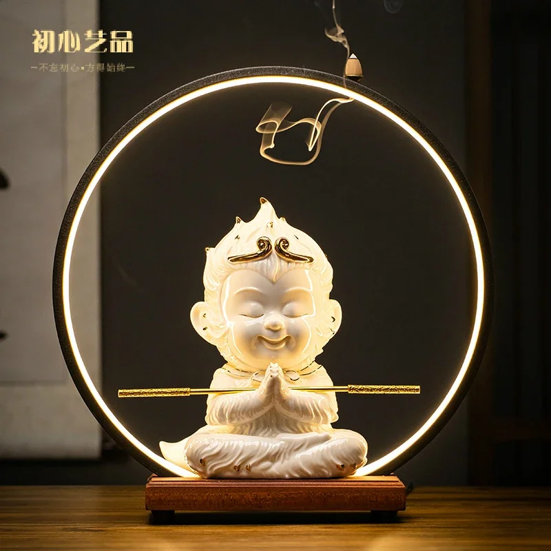

Monkey Monkey Ornament Ceramic Monkey King Battle to Victory over Buddha Backflow Incense Zen Lighting Circle Ornament