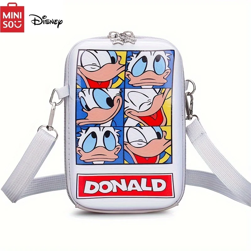 MINISO Disney Kawaii Crossbody Shoulder Bag Donald Duck Winnie Designs Secure Zipper Closure Trendy Accessory Outings Across Bag