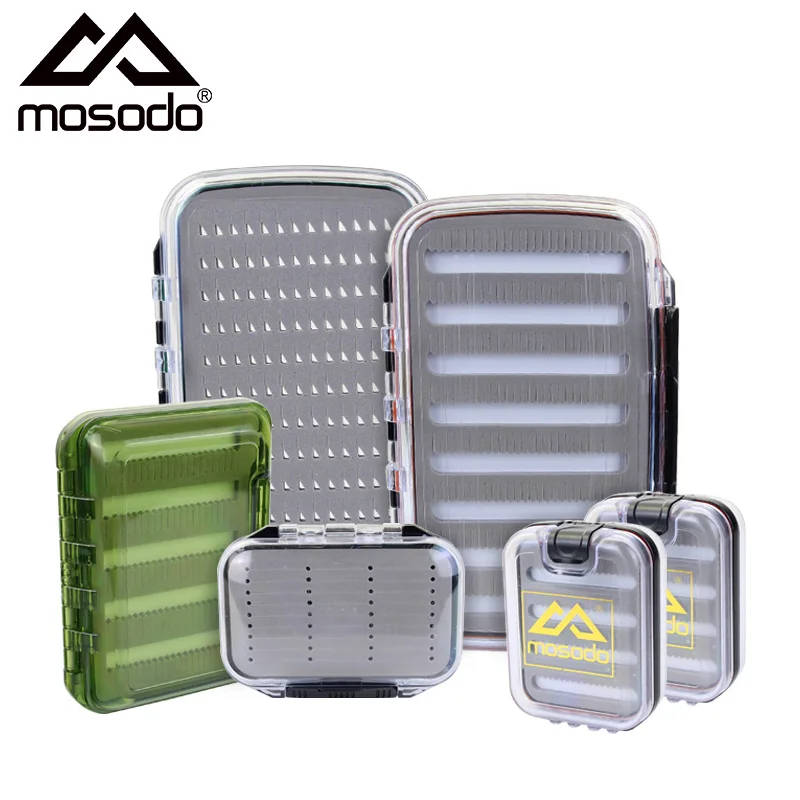 Mosodo Fly Fishing Box Plastic Slit Foam Lure Box Double Sides Waterproof Tackle Boxes Fly Easy Grip River Fishing Accessories