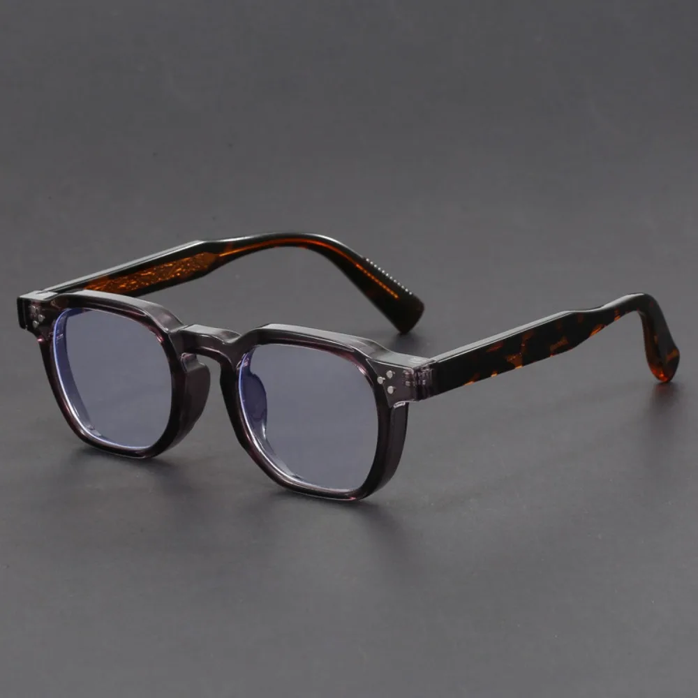 Bohemian Retro Square Glasses Women\'s Fashion Brand Designer Gradient Tone UV Men\'s Trendy Rivets Punk Flat Mirrors