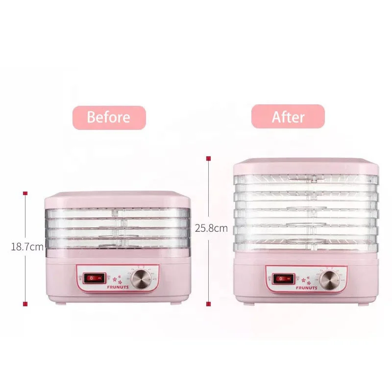 ผลไม้เครื่องในครัวเรือนเครื่องเป่าผมไฟฟ้าผลไม้แห้งเร็วอาหารผัก Dehydrators 250W 220V คุณภาพสูง ZZ09