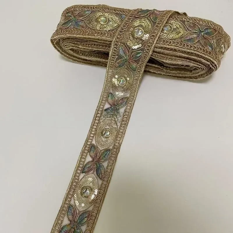 Sequined Embroidery Ribbons, Lace Applique, Sewing Apparel, Trims Accessories, 1 Yards