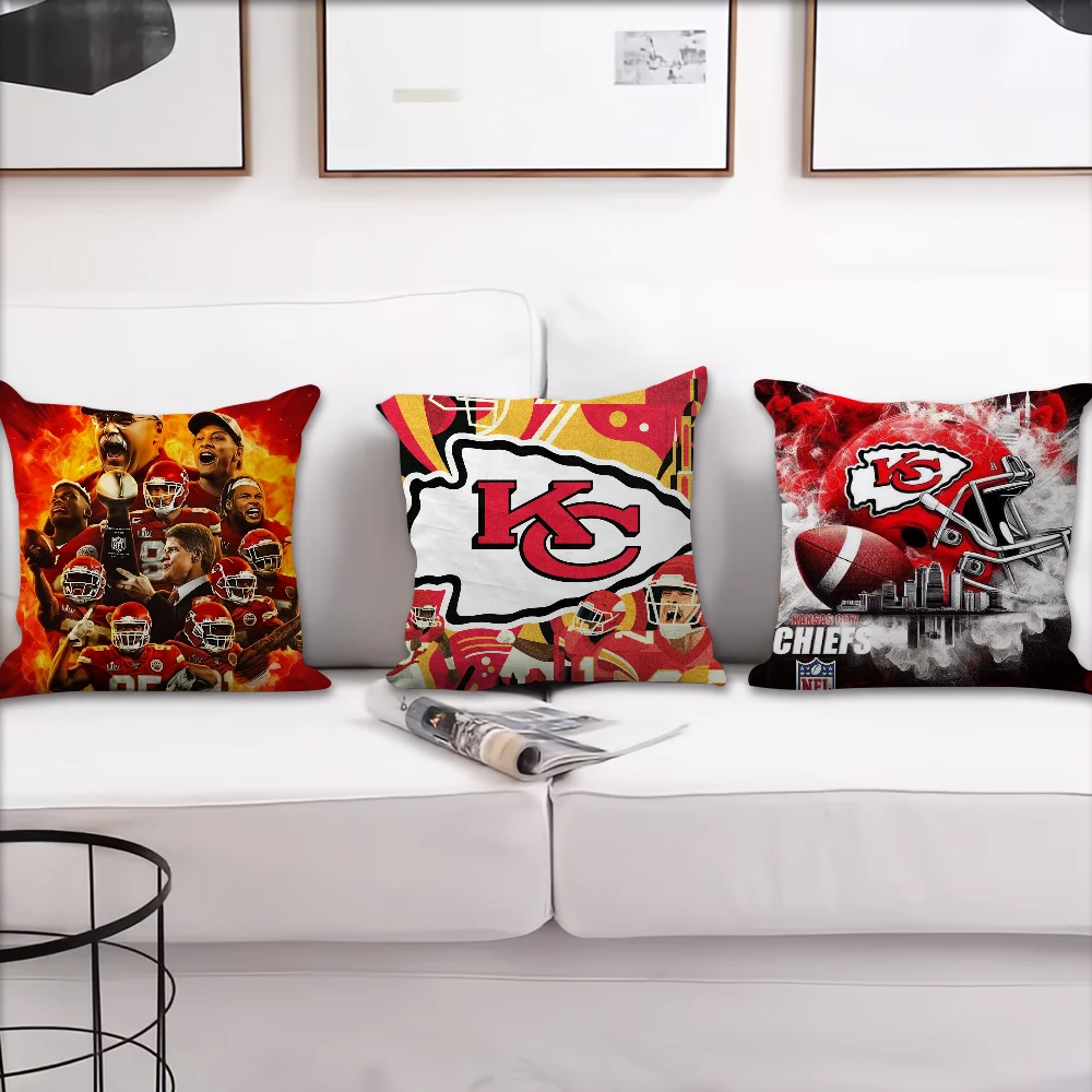 American Football Cool Living Room Headboard Bedroom Office Cushion Cushion Sofa Nap Time K-Kansas City C-Chiefs Pillow Case