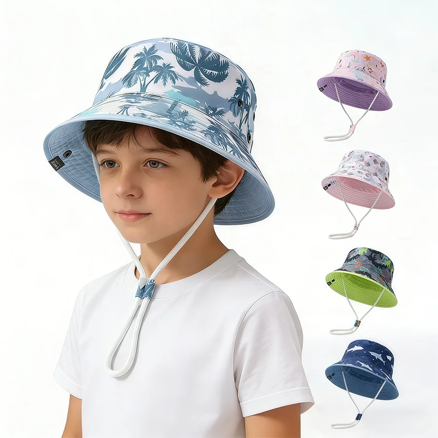 

Детская ветрозащитная панама с динозаврами и фруктами, милая летняя и весенняя шляпа-козырек для младенцев и малышей, панама-рыбак