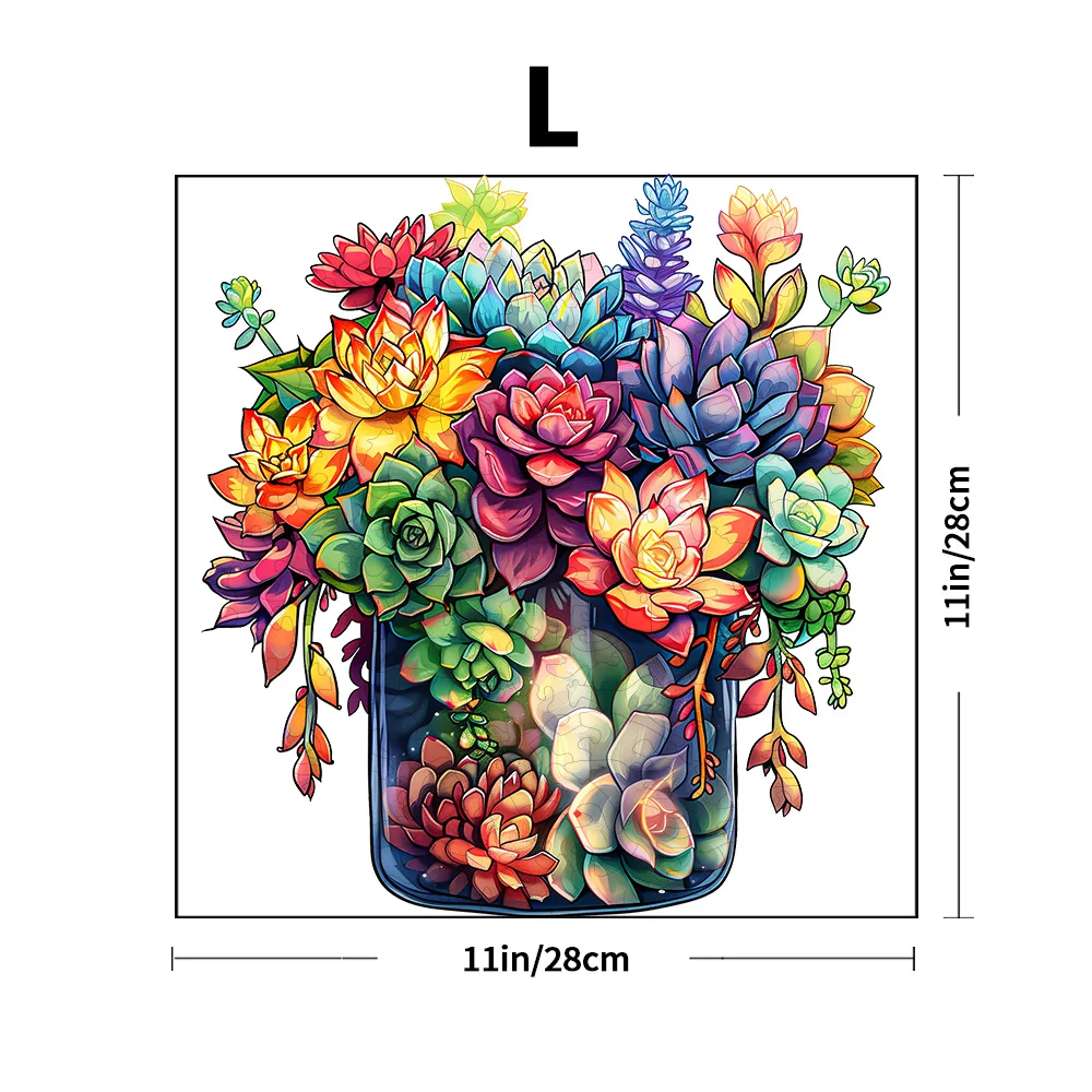 Puzzle in legno-Puzzle in legno per adulti forma unica piante succulente Puzzle in legno Puzzle in legno per adulti