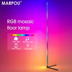 MARPOU-RGB Floor Lamp com App Remote, Voice Control, Mood Corner, Standing Lâmpadas para Sala de Estar, Decoração Moderna, Tuya