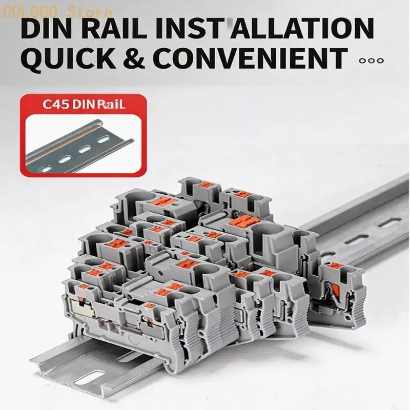 10Pcs Din Terminals Block PT2.5 Terminals Connectors Electrical Screwless Terminals Block for Secure Wiring D0LD