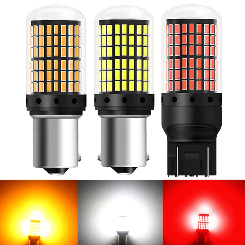 2 PCS Bau15s Ba15s 1156 LED Canbus No Error T20 W21W 7443 LED Bulb Car Turn Signal Reverse Parking Brake Lights 12V 7000K 800Lm