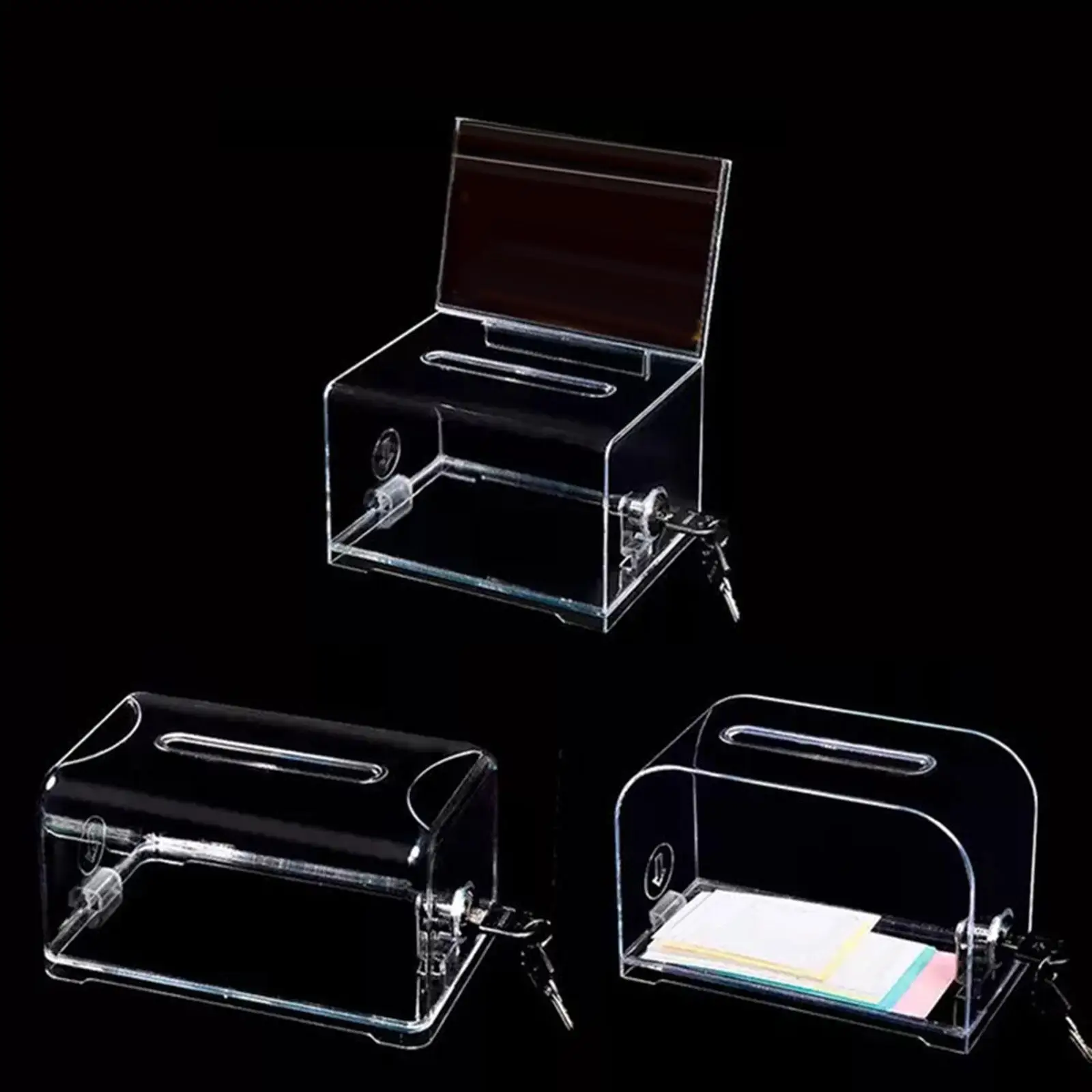 Clear Voting Box Comment Box Acrylic Donation Box for Desk Reception Shop style A