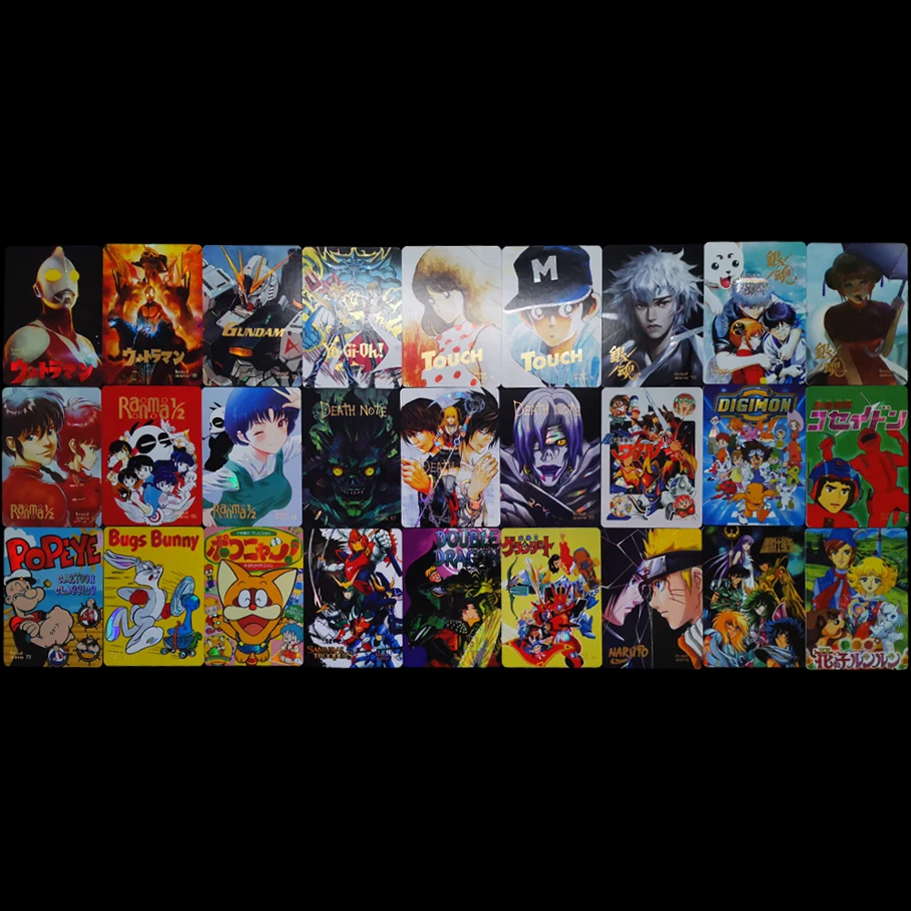 18Pcs/set Anime Flash Cards Naruto Dragon Ball Yuyu Hakusho Death Note Gintama Saint Seiya Game Anime Collection Cards Toys