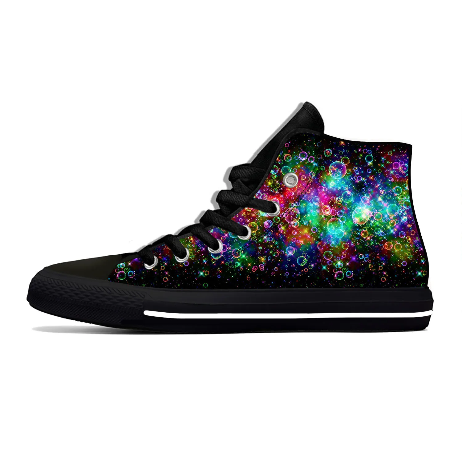 Hot Colors Bubble Multicolor Abstract Retro Spot Fashion High Top Canvas Shoes Men Women Casual Breathable Sneakers Board Shoes