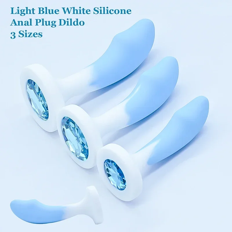 Silicone Anal Plug Color Gradient Dildos Plug Crystal Base Butt Plug Sex Toys for Men Women Gay Female Masturbator Toys 3 Sizes