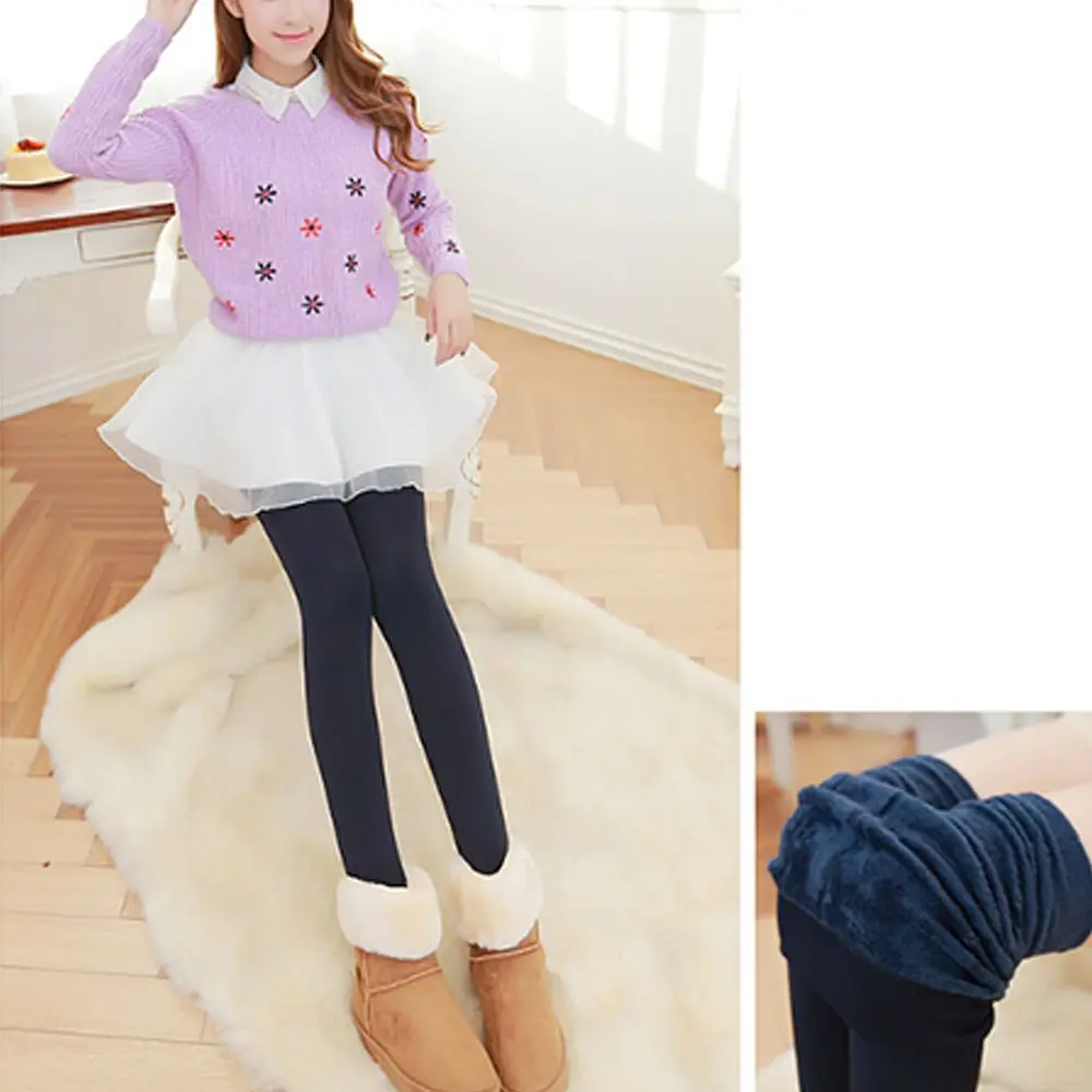 Elastic Fleece Lined Leggings High Waist Thickened Winter Velvet Leggings Solid Color Keep Warm Thermal Leggings Autumn Winter