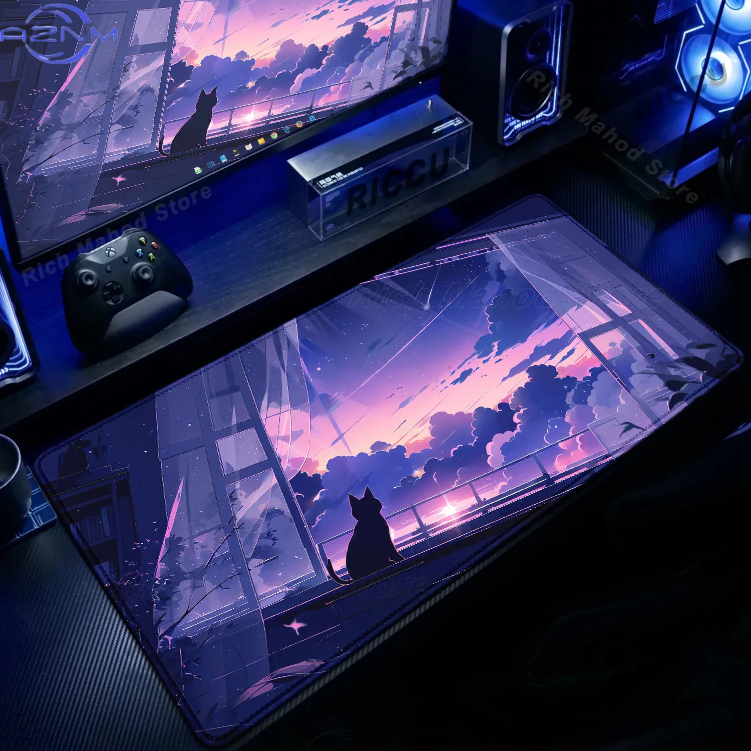 かわいい猫のデザインの大型マウスパッド。コンピューター用、ゲ - Gaming Console Cloud のレビューと価格