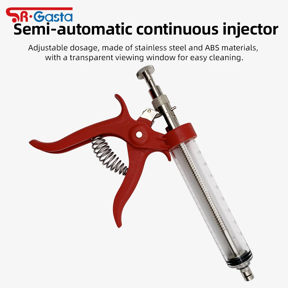 

50 мл стержень непрерывный шприц для использования в животных револьвер с пластиковой ручкой ветеринарный автоматический пистолет вакцинации для коров, свиней, овец