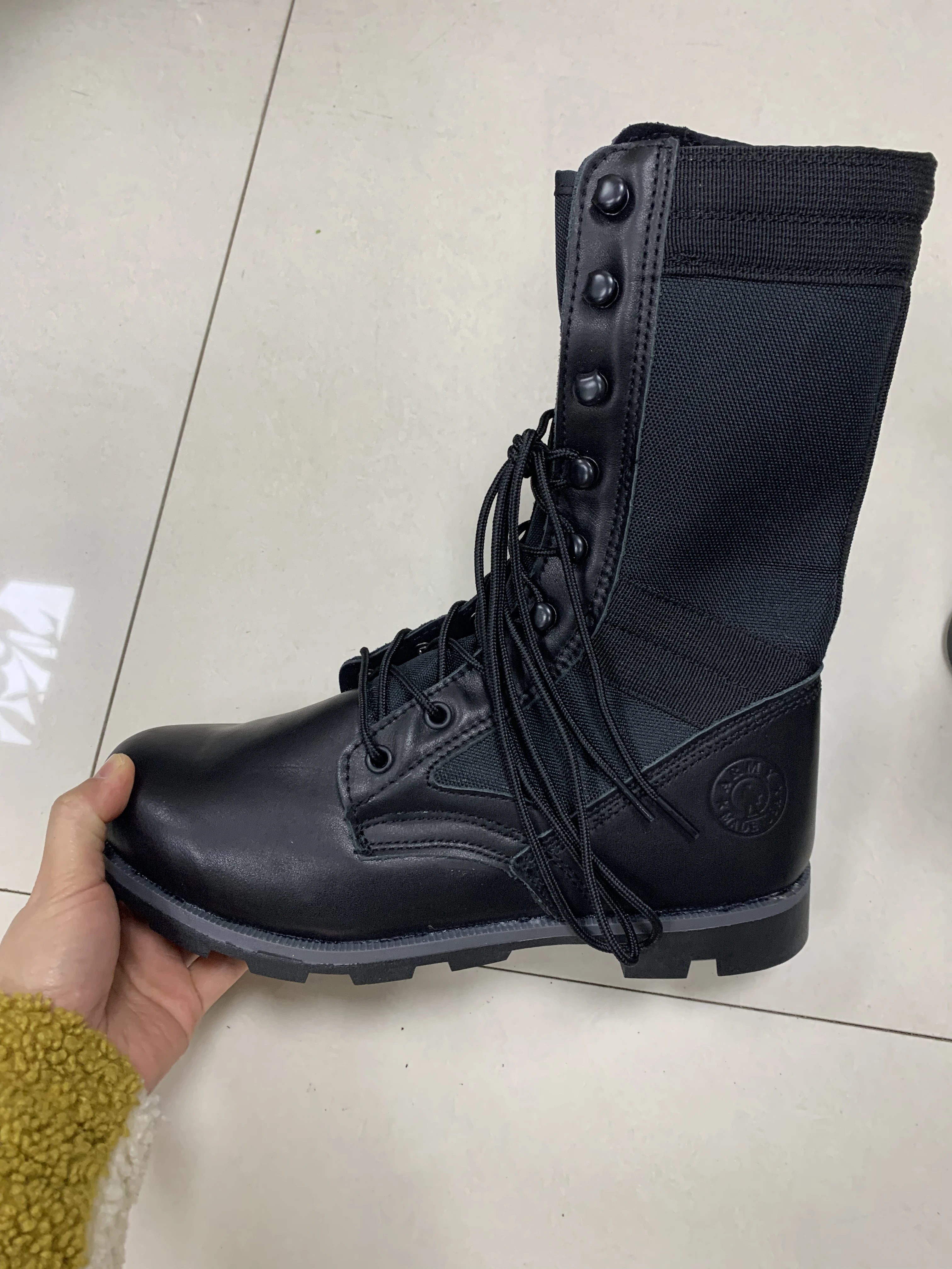 Black Full Grain Leather Army Strong Ghana Boots