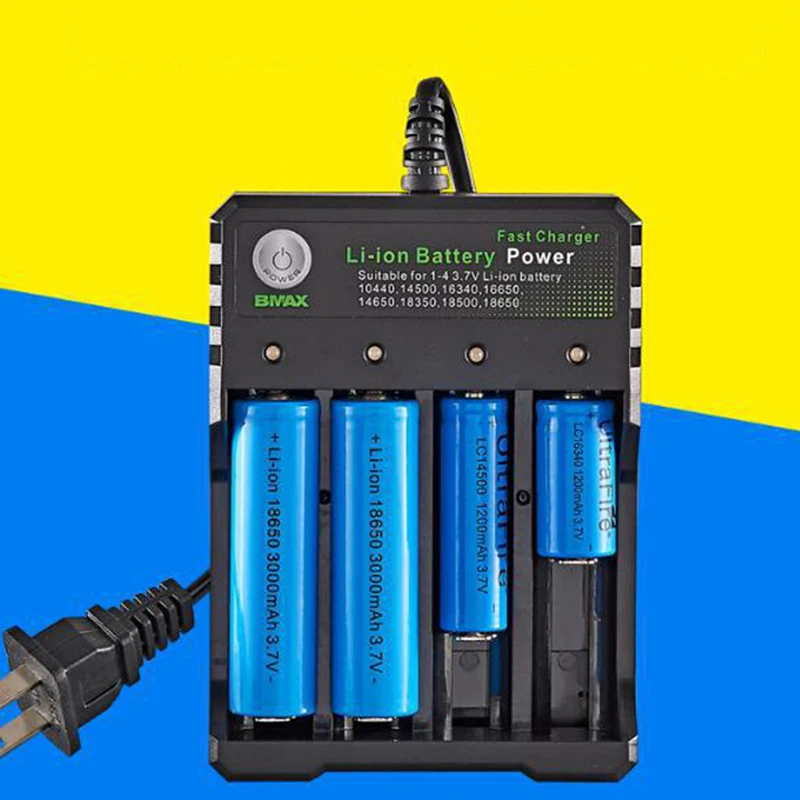 18650 Battery Charger Black  AC 110V 220V Dual For 18650 Charging 3.7V Rechargeable Lithium Battery Charger