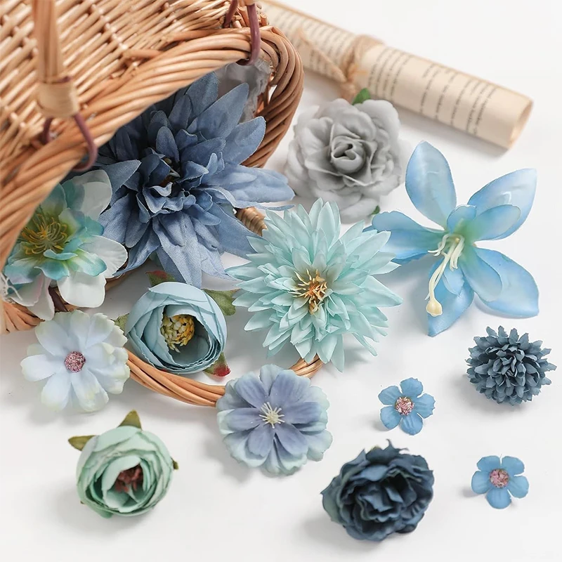 Gemischte künstliche Blumenköpfe, Seidenrose, künstliche Blumen für Heimdekoration, Hochzeit, Hochzeit, Dekoration, DIY-Handwerk, Girlandenzubehör – Detail 3