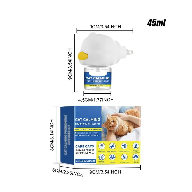 Cat Calming Diffuser Cat Emotion Diffuser 45ml Long Lasting Pheromone Plug-in Relaxants Calm Relaxing Natural Pheromone Diffuser