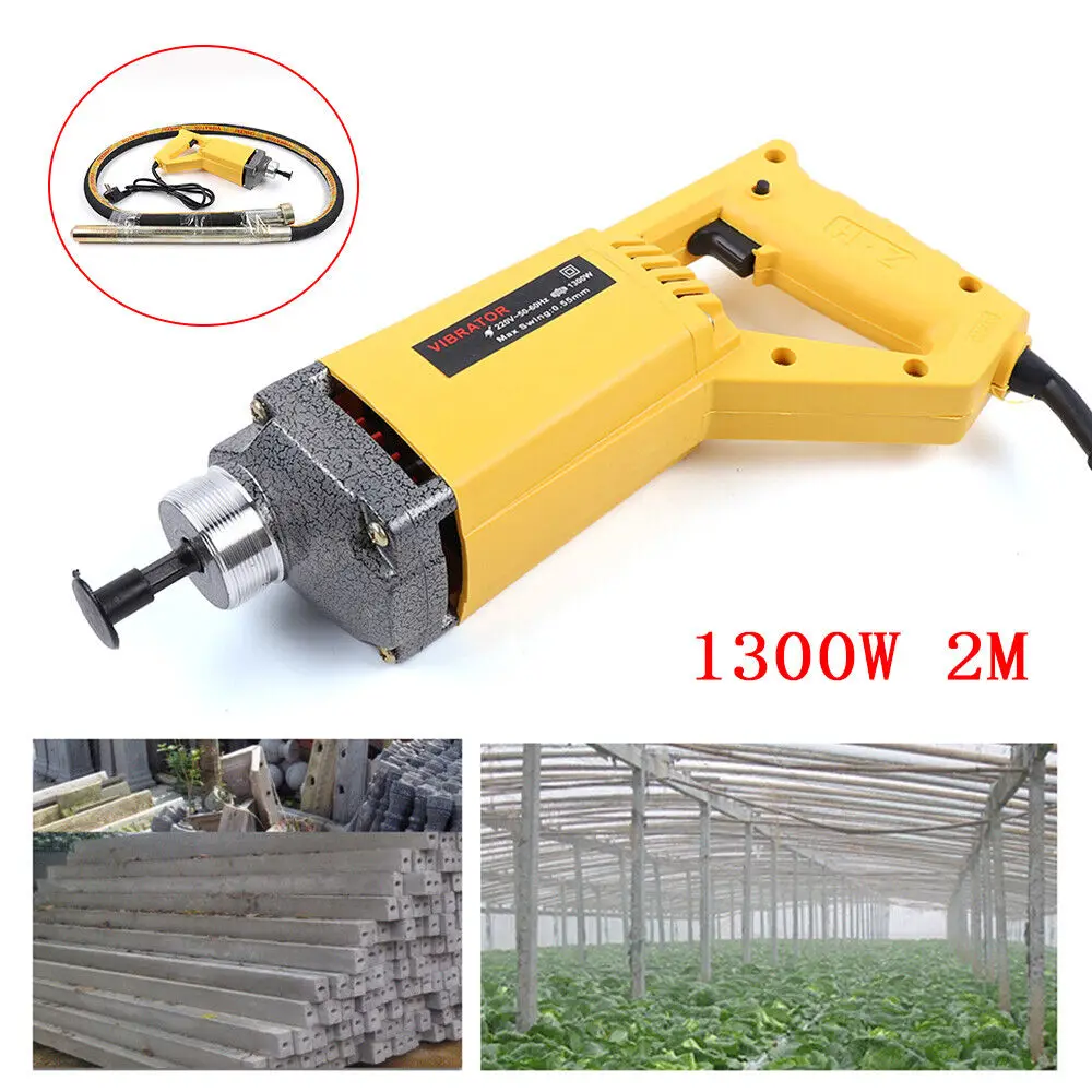 1300W Professional Industrial Electric Concrete Vibrator Motor Hand-Held Vibrating Machine Tool with 2m Hose 220V