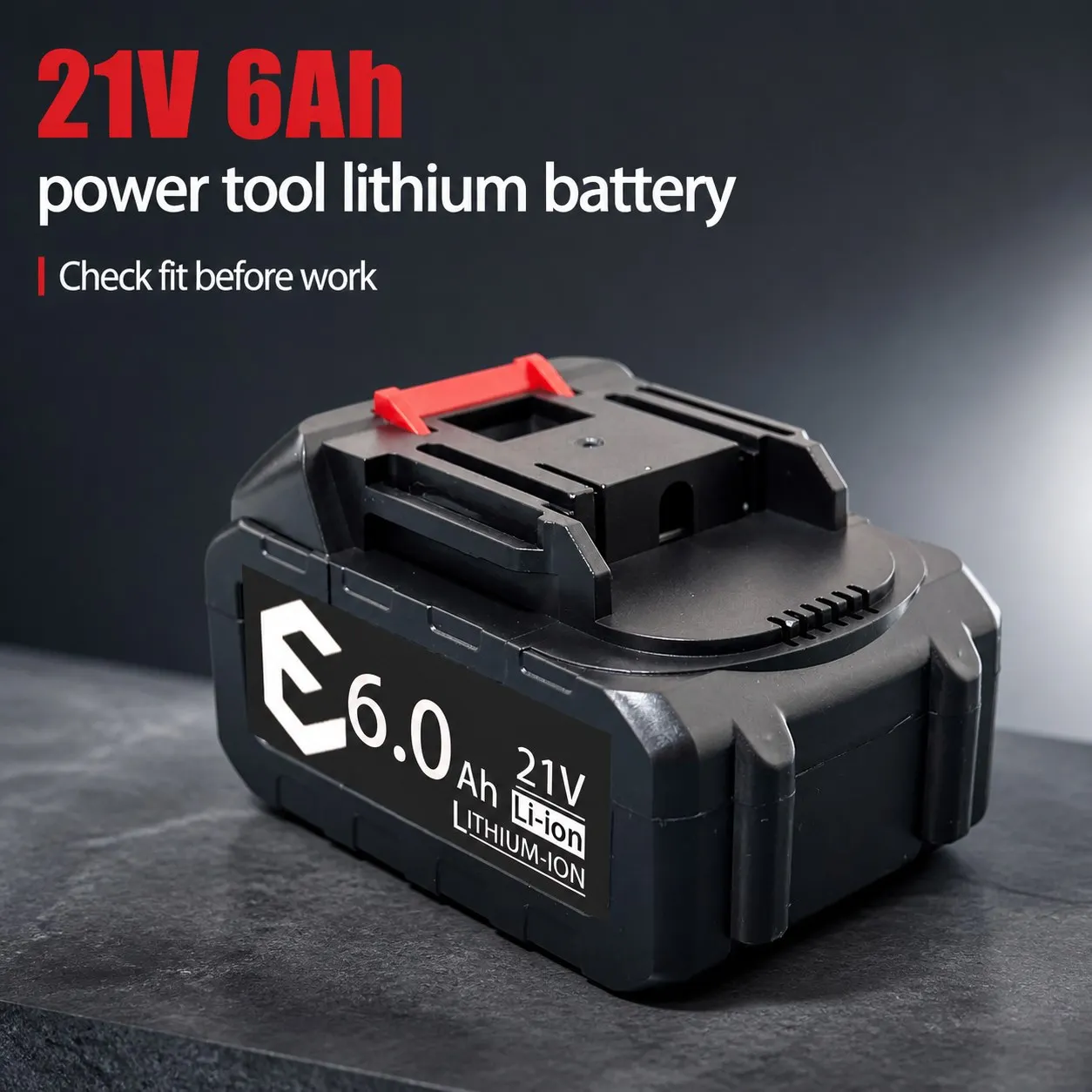 21V 6Ah Li-Ion Power Tool Battery Pack Replacement for Cordless Drill Wrench Saw With Red Release Latch Fit Check