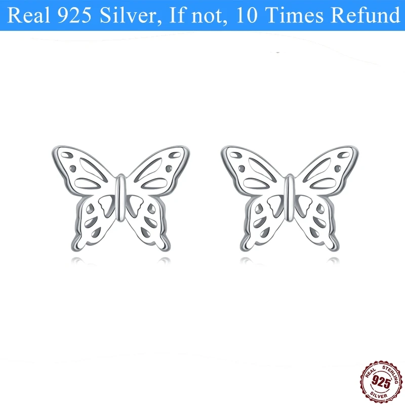 Original 925 Sterling Silver Earrings 2024 Stud Hoop Earings For Women Hollow out Butterfly Earing Jewelry Evening Party Gifts