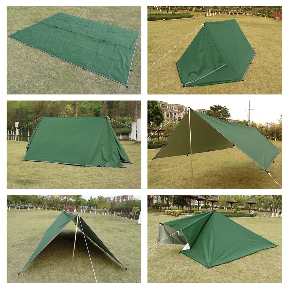 3*3m Camping Tarp Sun Shelter Outdoor awning Multi functional tear resistant silver coated 210T