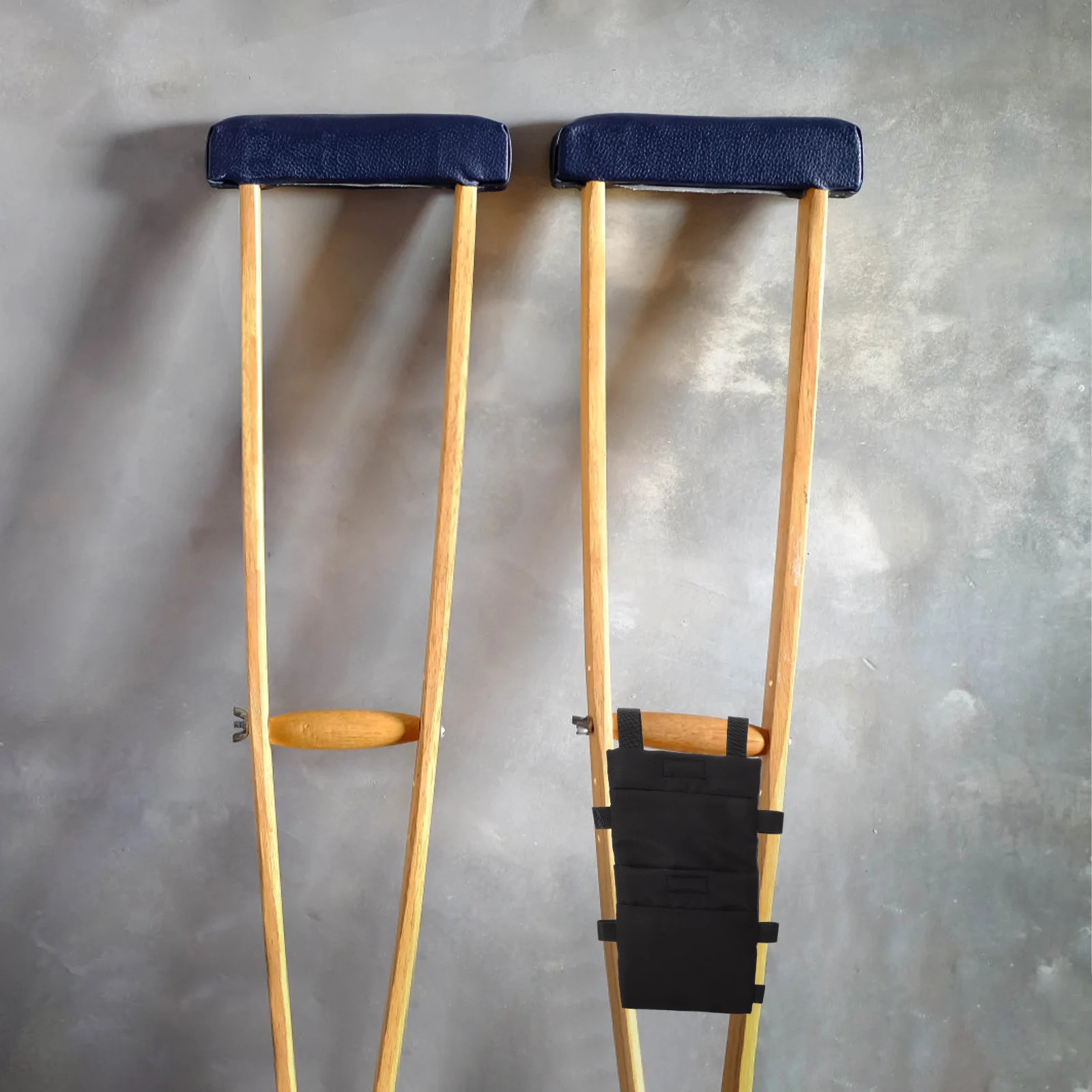 

1pc Crutch Pouch Bag Black Oxford Cloth Portable Storage For Walking Sticks Underarm Crutches Accessories Travel Organizer