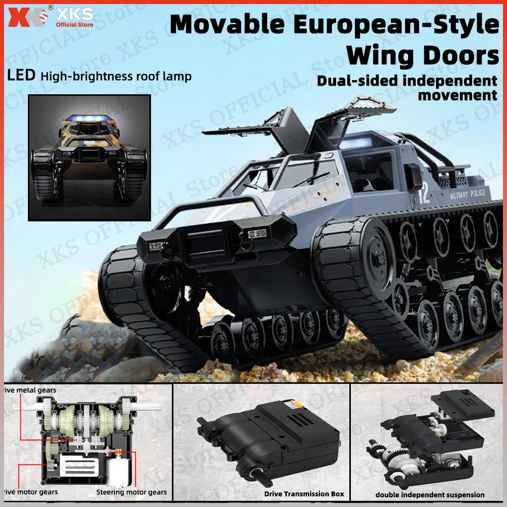 XKS JJRC C8812max rc voiture échelle réservoir sur chenilles modèle de Simulation lumière LED RCcar dérive télécommande véhicule tout-terrain garçon cadeau