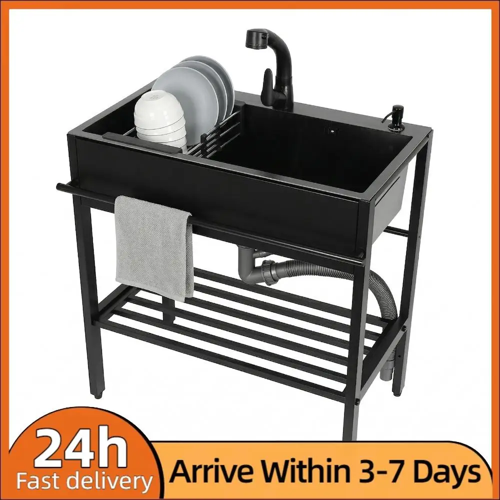 

Коммерческая мойка с краном для холодной и горячей воды, шлангами и сливным комплектом для ресторанов и гаражей