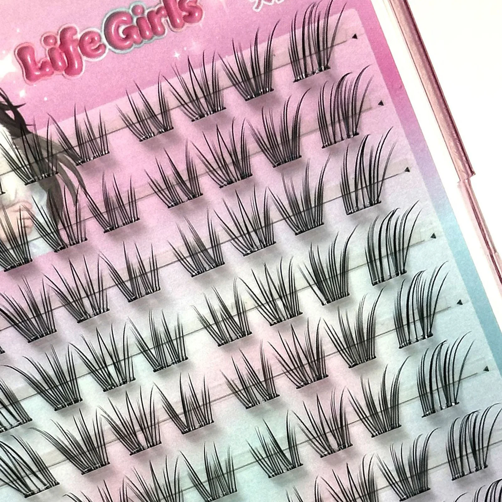 Manga False Eyelashes fox- eye cosplay No Glue Black Lashes extenstion 7-12mm Mixed Length Natural Volume Thick curled up lash