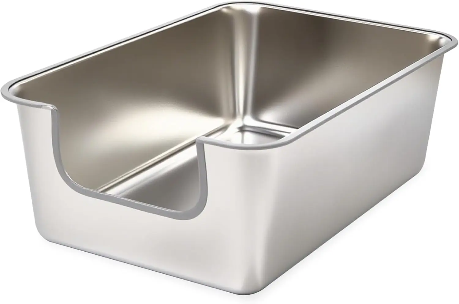 Extra Large Stainless Steel Cat Litter Box with High Sides, Low Entry for Easy Cleaning and Anti-Leak