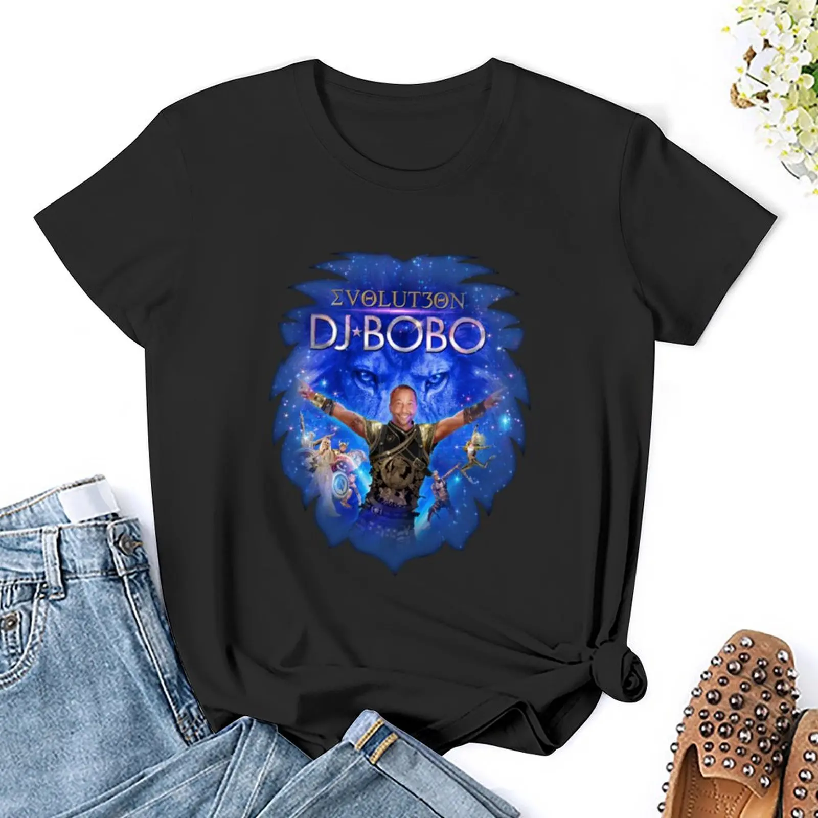 Camiseta feminina DJ BOBO EVOLUT30N TOUR, moda coreana, top de verão, camiseta gráfica