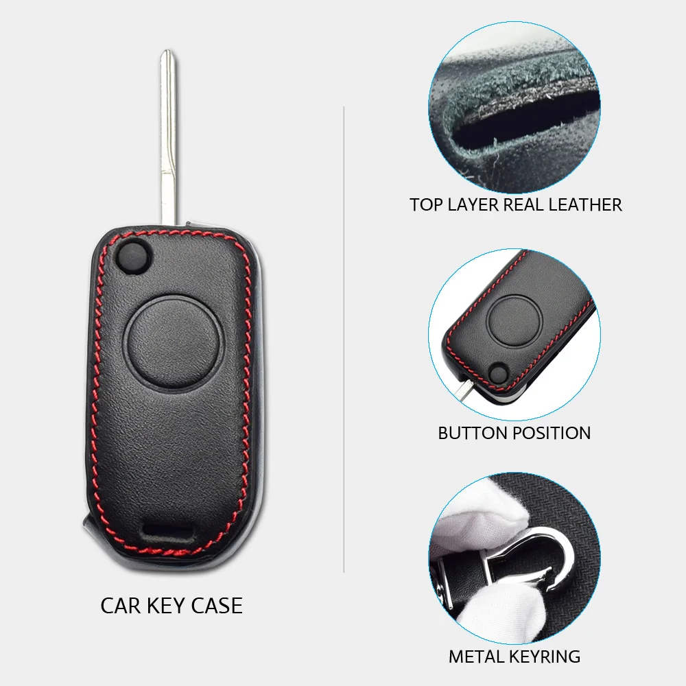Leder Auto Schlüssel Abdeckung Für Mercedes Benz A C E Klasse Klasse B200 A160 W124 W202 W210 Stufenheck Fernbedienung Fobs Fall Auto Zubehör – Detail 2