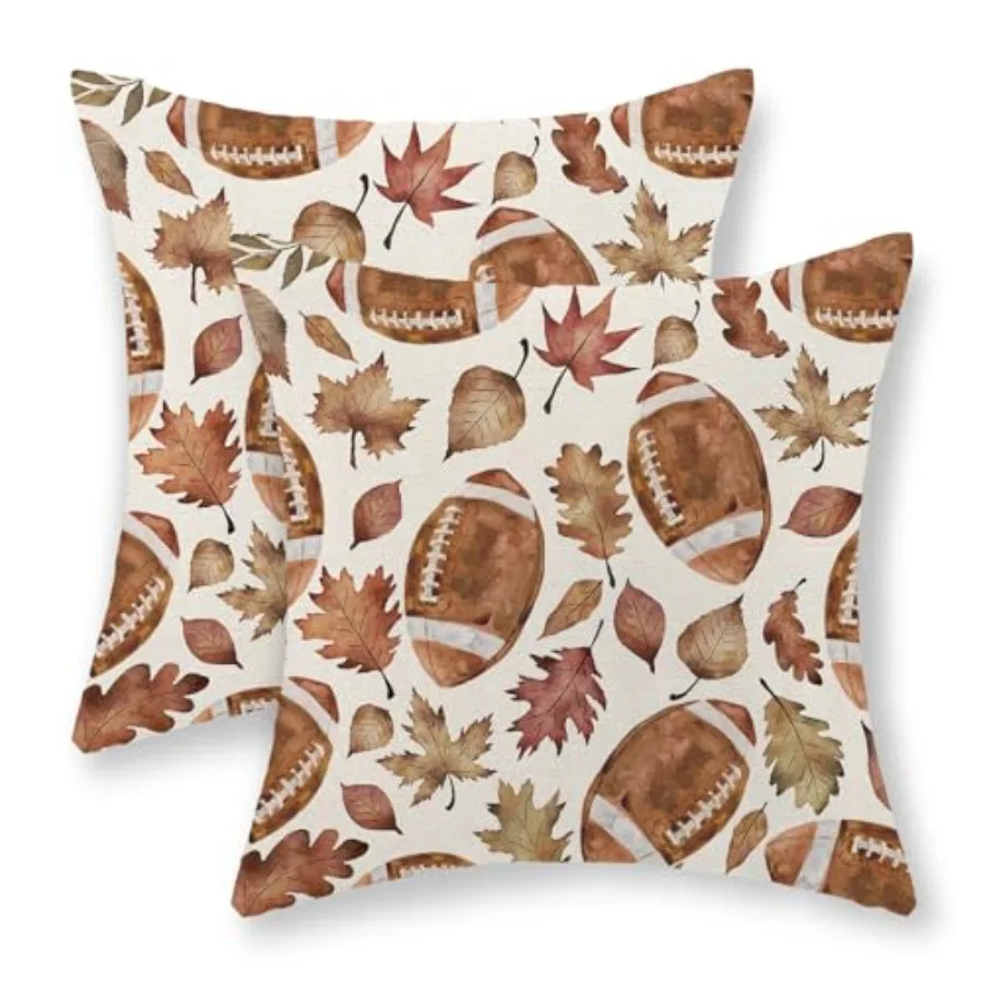 Fall Pillow Covers 18x18 Pack of 2 Leaf Throw Pillow Covers Outdoor Decoration, Autumn Thanksgiving Leaf Pillowcase Linen Decor