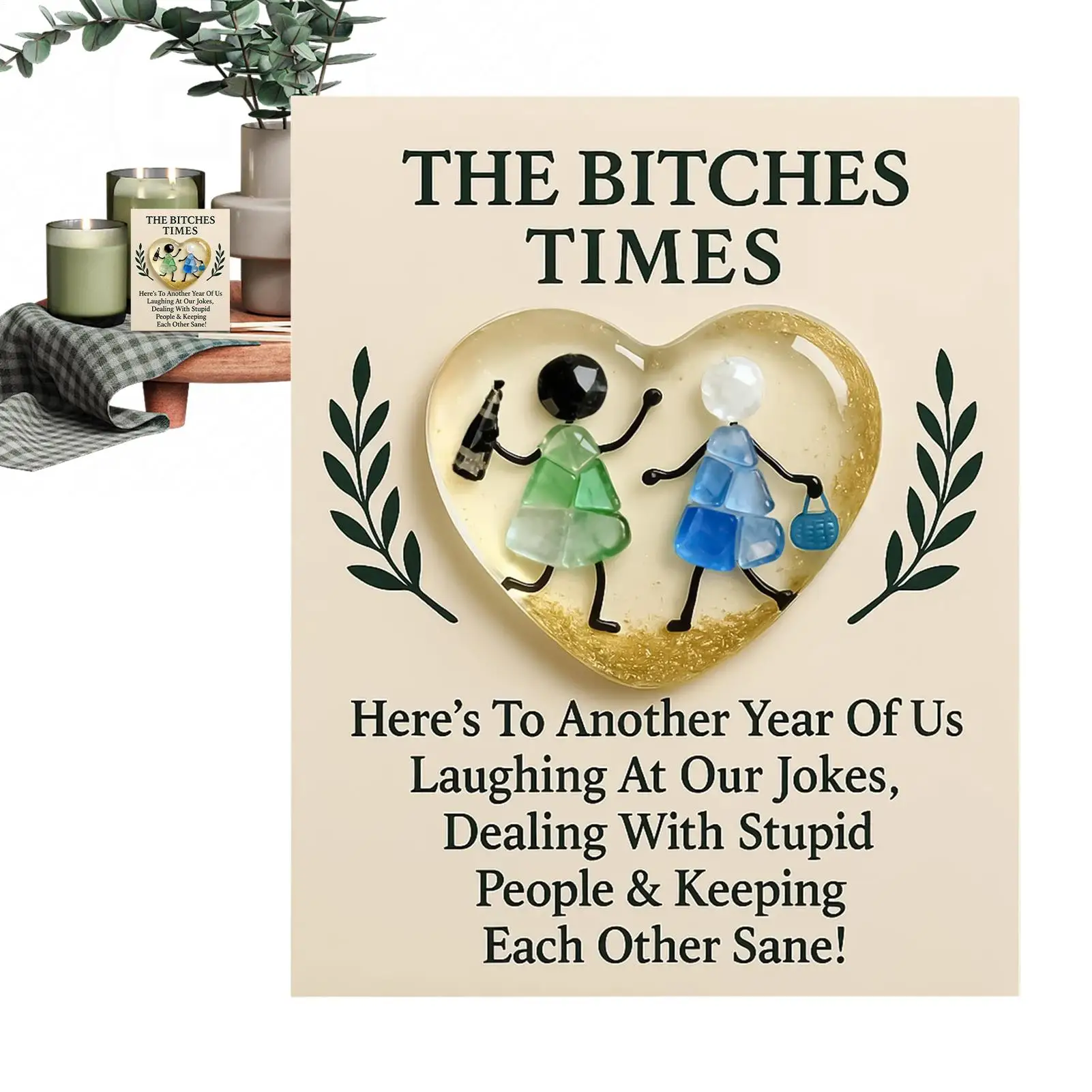 

Friends Christmas Ornaments 2D Acrylic Heart Shape Keychain Decoration Decorative Friend Ornaments for Women Female Family