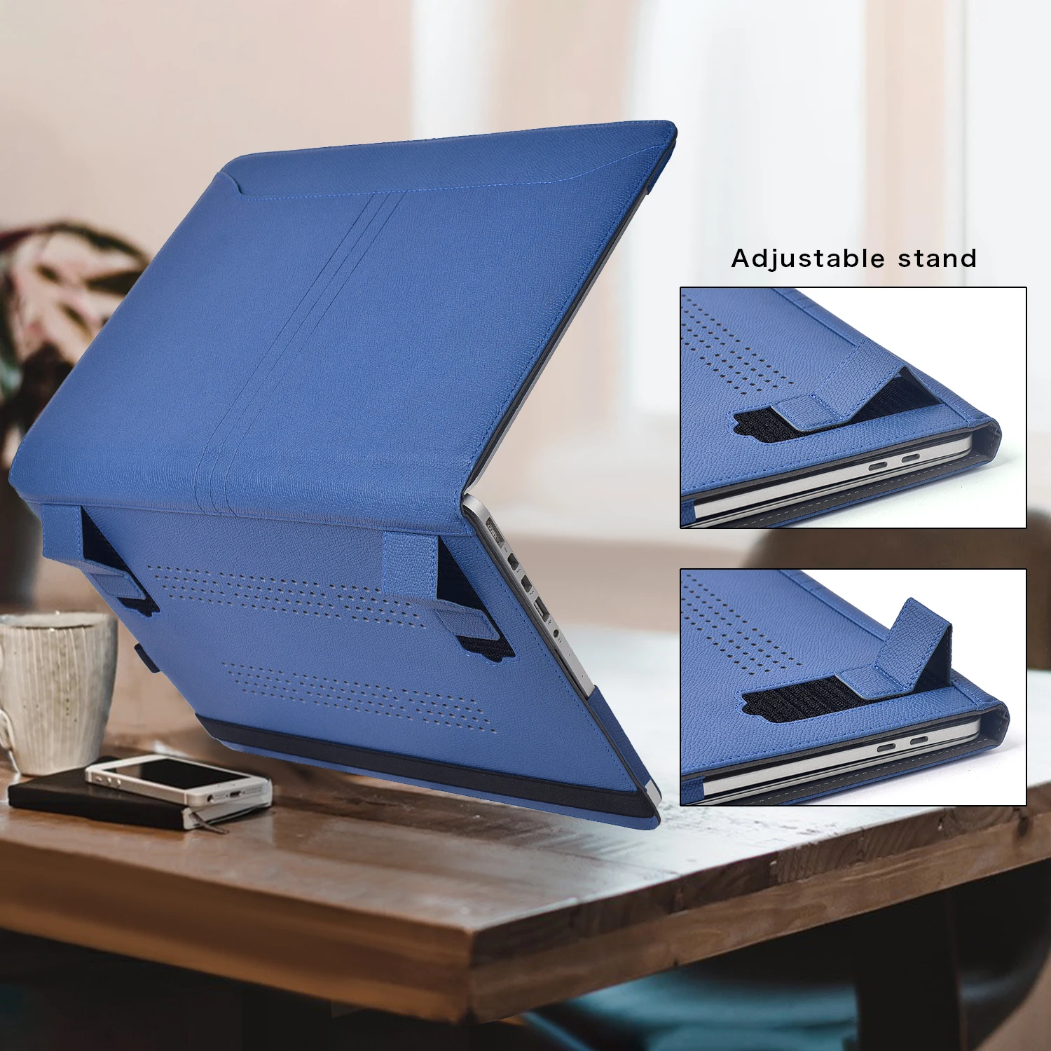 MacBook Air PU Leather Case with Vents and Stand Function 13 Inch 2021 2020 2019 2018 (A2337 M1 A2179 A1932)