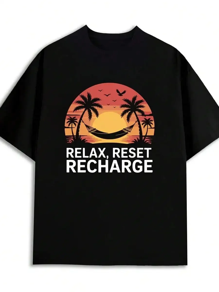 Relax & Recharge Men Xl High Quality Black Classic Unisex Shirt Graphic Tshirts Basic Unisex Shirt Graphic Tee Tshirts New Years