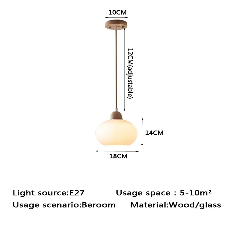 Japanese Log Restaurant Glass Chandelier Modern Simple Bedroom Bedside Chandelier Nordic Creative Table Bar Lamp