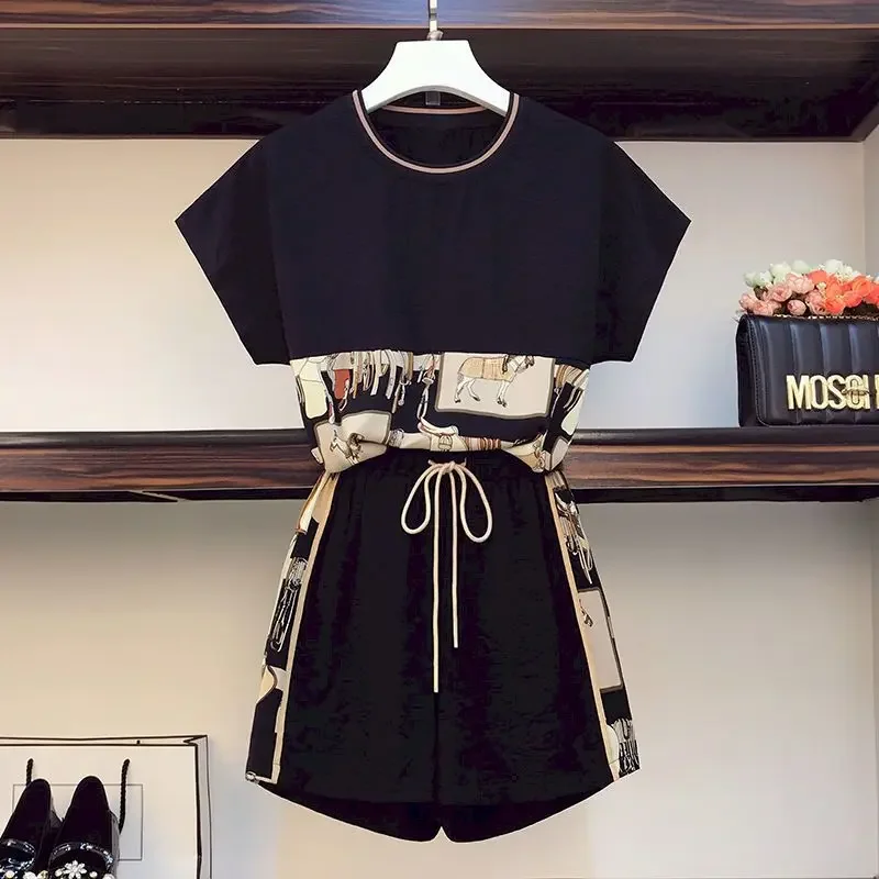 Summer Sets Woman Fashion T Shirts Suits Korean Loose Short Sleeve T-shirt Shorts Casual Sports Two Piece Set Aesthetic Clothes