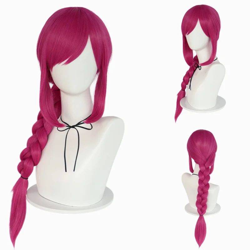 Rose red thick braided cosplay anime wig