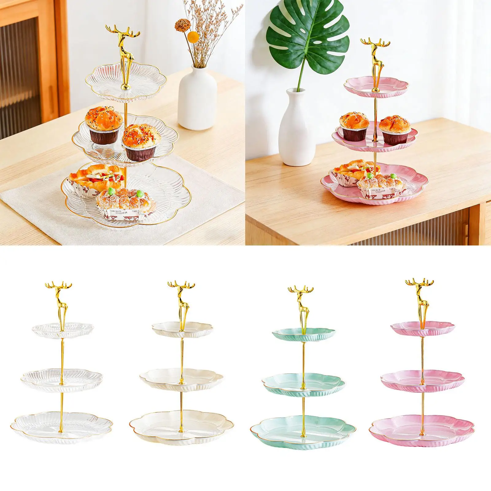 

3 Tiers Cupcake Stand Modern Plastic Dessert Platter Tiered Food Server for Wedding Party Table Display