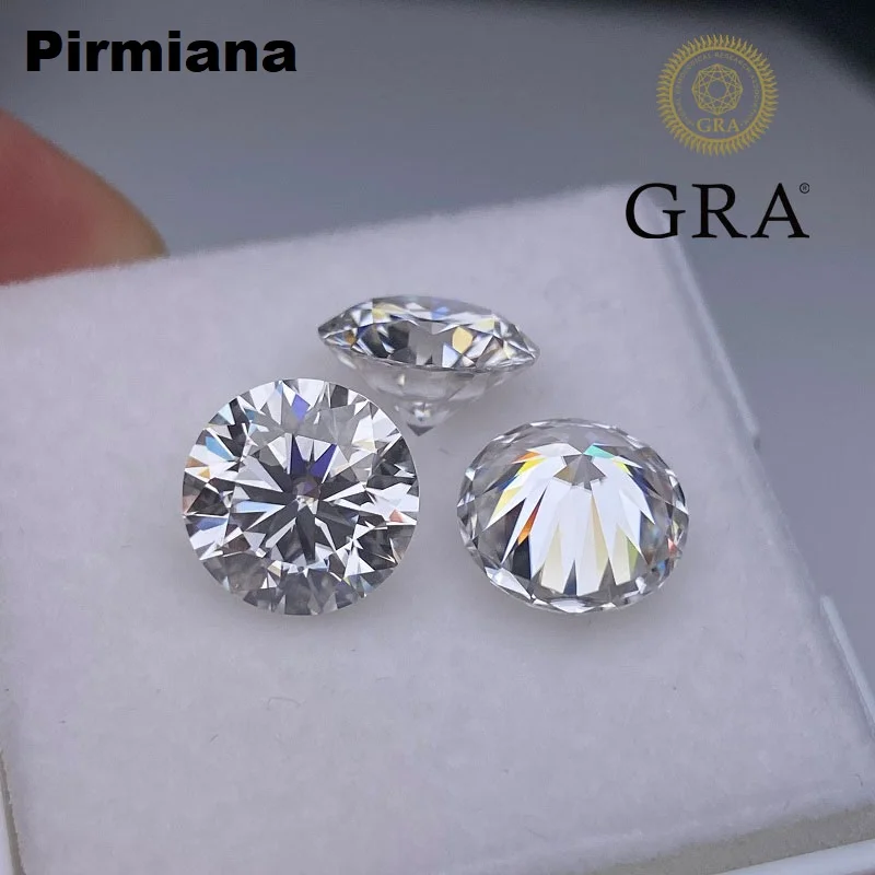 Pirmiana gra d vvs1 moissanite pedra 0.1-6ct forma redonda solta pedra preciosa para fazer jóias diy