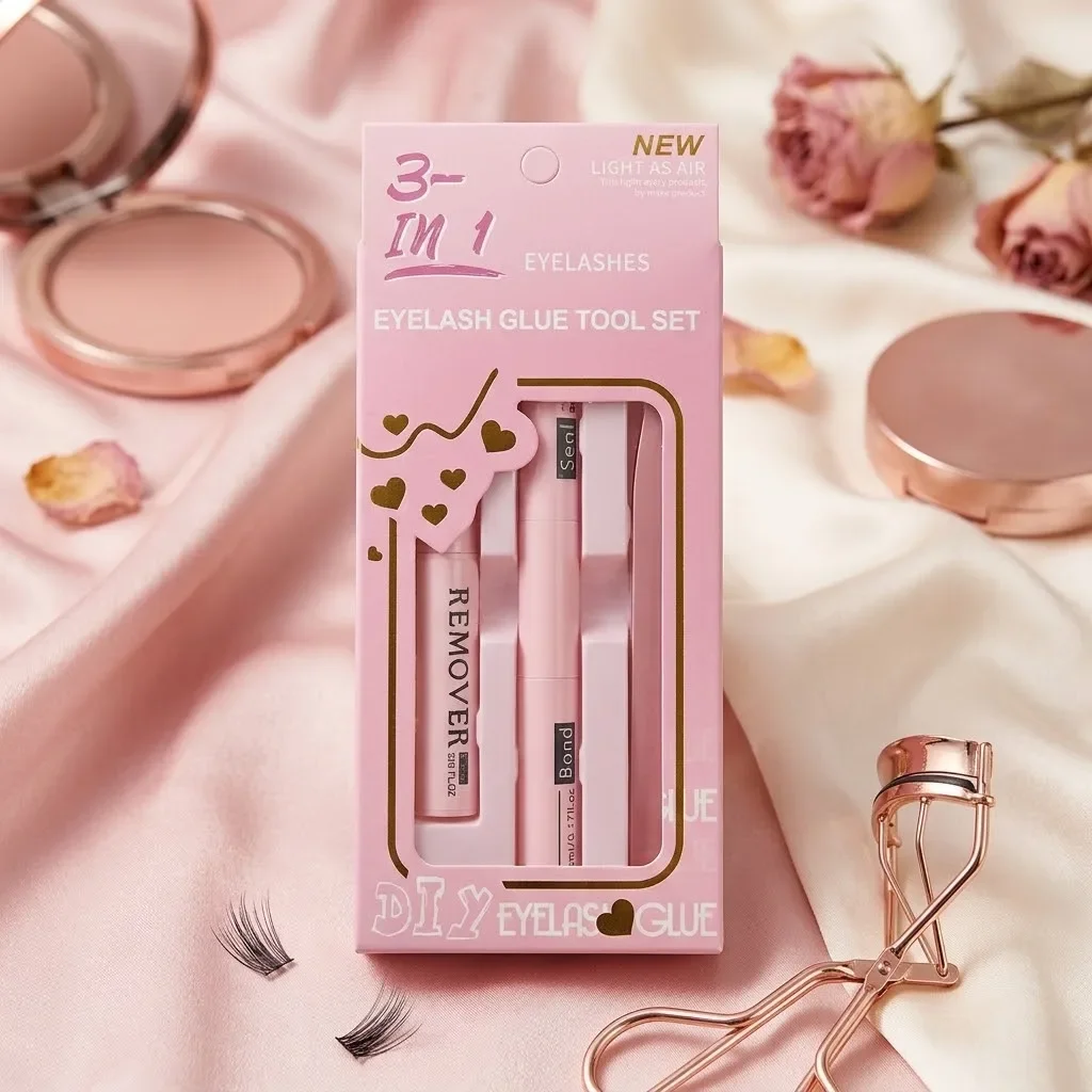 Eyelash Glue Kit 2026 NEW Bond and Seal +Lash Remover + Tweezer Makeup Tool Set Long Lasting Glue for Eyelashes Use at Home